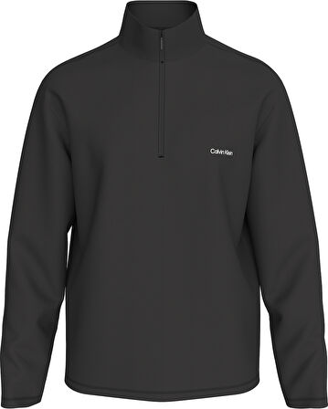 CALVIN KLEIN Erkek Marka Logolu Yarım Fermuarlı Dik Yaka Siyah Sweatshirt LVGMF5W303 UB1