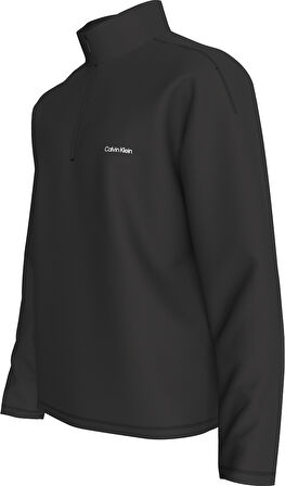 CALVIN KLEIN Erkek Marka Logolu Yarım Fermuarlı Dik Yaka Siyah Sweatshirt LVGMF5W303 UB1