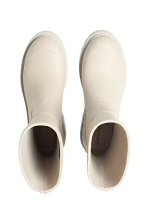 Kadın Kalın Tabanlı Yanları Panelli Yağmur Botu - Krem | 37