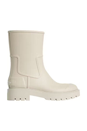 Kadın Kalın Tabanlı Yanları Panelli Yağmur Botu - Krem | 38