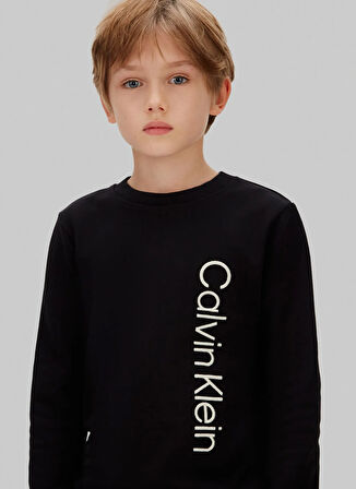 Calvin Klein Baskılı Erkek Çocuk Siyah Sweatshırt IB0IB02564BEH