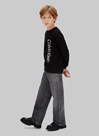 Calvin Klein Baskılı Erkek Çocuk Siyah Sweatshırt IB0IB02564BEH