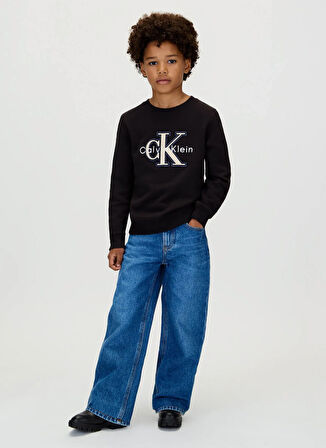 Calvin Klein Baskılı Erkek Çocuk Siyah Sweatshırt IB0IB02585BEH