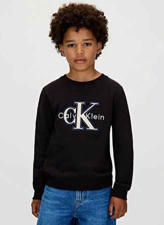 Calvin Klein Baskılı Erkek Çocuk Siyah Sweatshırt IB0IB02585BEH
