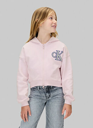 Calvin Klein Baskılı Kız Çocuk Pembe Sweatshırt IG0IG03017TDI