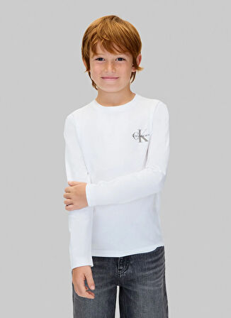 Calvin Klein Baskılı Beyaz Erkek Çocuk T-Shirt IU0IU00717YAF