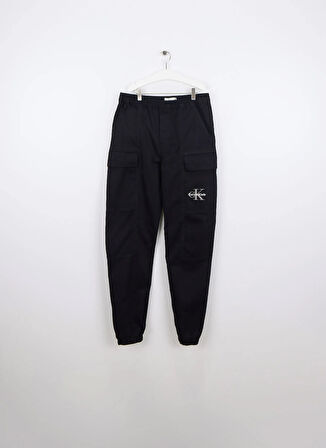 Calvin Klein Lastikli Bel Lastikli Paça Siyah Erkek Çocuk Kargo Pantolon IB0IB02597BEH