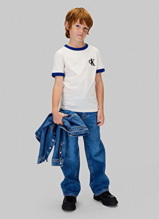 Calvin Klein Nakışlı Ekru Erkek Çocuk T-Shirt IB0IB02580PGB