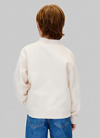 Calvin Klein Nakışlı Erkek Çocuk Ekru Sweatshırt IB0IB02574PGB