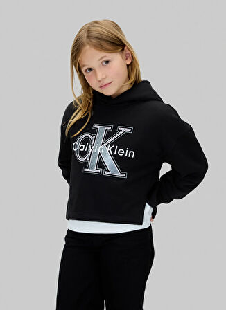 Calvin Klein Baskılı Kız Çocuk Siyah Sweatshırt IG0IG03018BEH