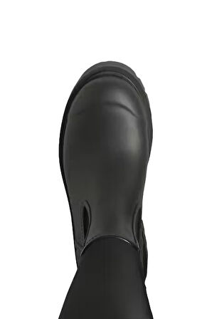 Kadın Traktör Tabanlı Neopren Kumaşlı Yağmur Çizmesi - Siyah | 39