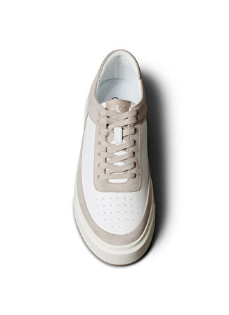 Calvin Klein Beyaz - Krem Erkek Sneaker BASKET CUPSOLE LACEUP LTH-SU