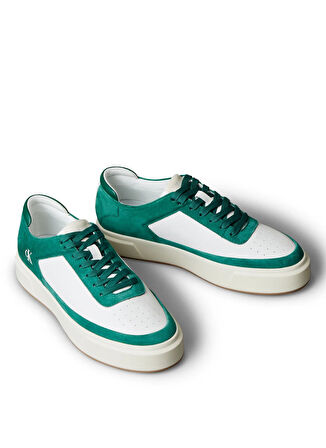 Calvin Klein Beyaz - Yeşil Erkek Sneaker BASKET CUPSOLE LACEUP LTH-SU