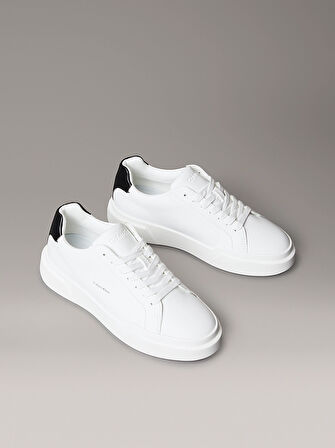 CALVIN KLEIN Kadın Marka Logolu Kalın Tabanlı Elastık Bağcıklı Günlük Kullanıma Uygun Beyaz Sneaker YW0YW01947 01W
