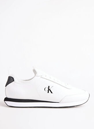Calvin Klein Beyaz - Siyah Erkek Sneaker RETRO RUNNER SOCK LACEUP LTH