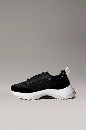 Kadın Kontrast Tabanlı Runner Sneaker - Siyah | 37