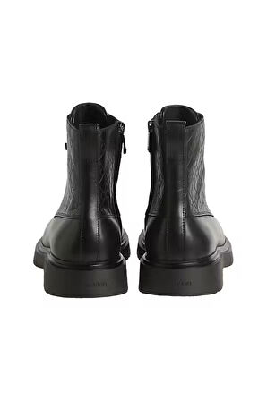 Erkek Monogram Desenli Fermuarlı Combat Bot - Siyah | 43