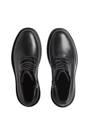 Erkek Monogram Desenli Fermuarlı Combat Bot - Siyah | 44