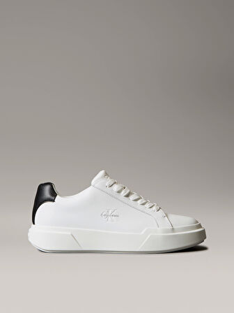 Calvin Klein Jeans Kalın Tabanlı Bağcıklı Deri Erkek Sneaker YM0YM01344-01W