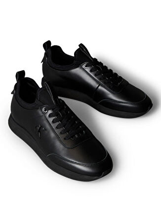 Calvin Klein Siyah Erkek Sneaker RETRO RUNNER SOCK LACEUP LTH