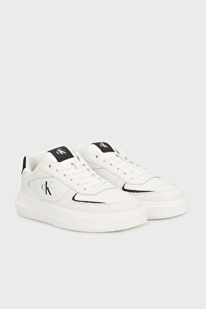 Calvin Klein Jeans Kalın Tabanlı Bileksiz Deri-Nubuk Erkek Beyaz Sneaker YM0YM01426-01W