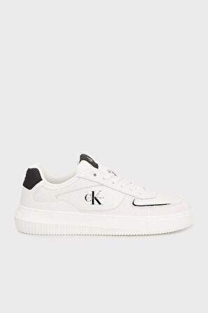 Calvin Klein Jeans Kalın Tabanlı Bileksiz Deri-Nubuk Erkek Beyaz Sneaker YM0YM01426-01W