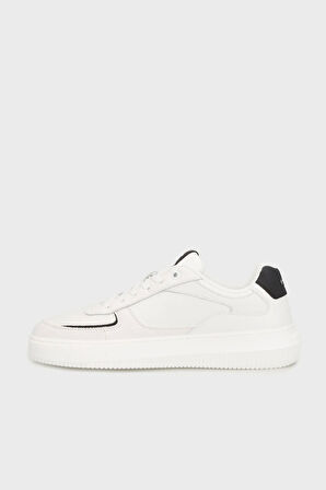Calvin Klein Jeans Kalın Tabanlı Bileksiz Deri-Nubuk Erkek Beyaz Sneaker YM0YM01426-01W