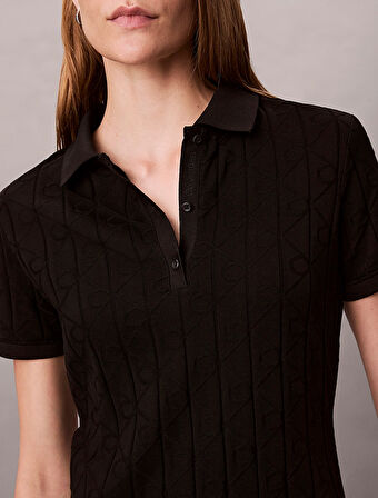 CALVIN KLEIN Kadın Marka Etiketli Bisiklet Yaka Ve Kısa Kollu Şık Görünüşlü Günlük Kullanıma Uygun Siyah Elbise LV044D208G UB1