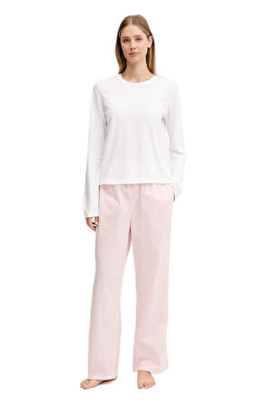 Calvin Klein Kadın Pembe Uzun Kollu Pijama Takımı LV00QS7575 
