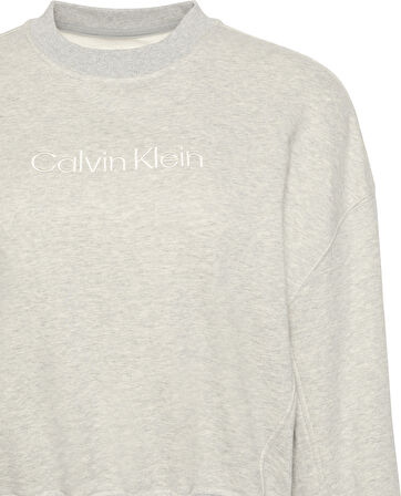 CALVIN KLEIN Kadın Marka Logo Baskılı Bisiklet Yaka Günlük Kullanıma Uygun Uzun Kollu Şık Görünüşlü Gri Sweatshirt LV00QS7514 P7A