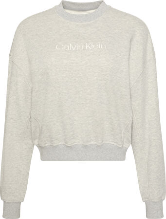 CALVIN KLEIN Kadın Marka Logo Baskılı Bisiklet Yaka Günlük Kullanıma Uygun Uzun Kollu Şık Görünüşlü Gri Sweatshirt LV00QS7514 P7A