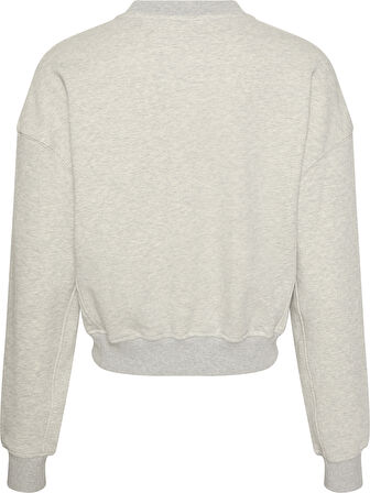 CALVIN KLEIN Kadın Marka Logo Baskılı Bisiklet Yaka Günlük Kullanıma Uygun Uzun Kollu Şık Görünüşlü Gri Sweatshirt LV00QS7514 P7A