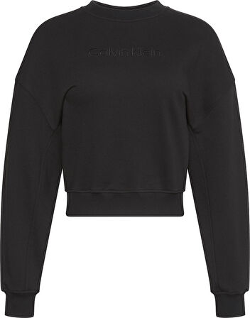 CALVIN KLEIN Kadın Marka Logo Baskılı Bisiklet Yaka Günlük Kullanıma Uygun Uzun Kollu Şık Görünüşlü Siyah Sweatshirt LV00QS7514 UB1