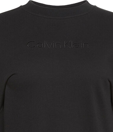 CALVIN KLEIN Kadın Marka Logo Baskılı Bisiklet Yaka Günlük Kullanıma Uygun Uzun Kollu Şık Görünüşlü Siyah Sweatshirt LV00QS7514 UB1