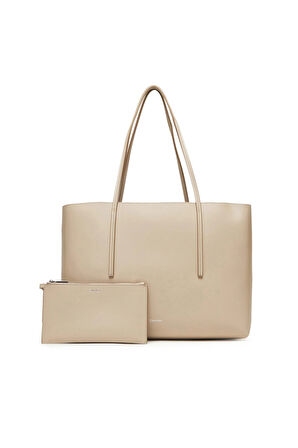 Kadın Cüzdanlı Klasik Tote Omuz Çantası - Bej | undefined