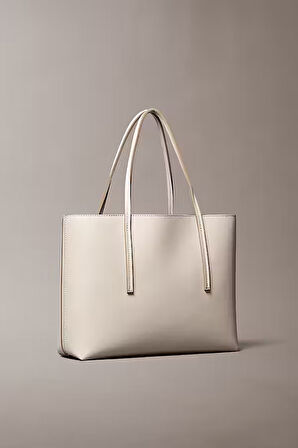 Kadın Foil Logo Tote Çanta - Krem | L