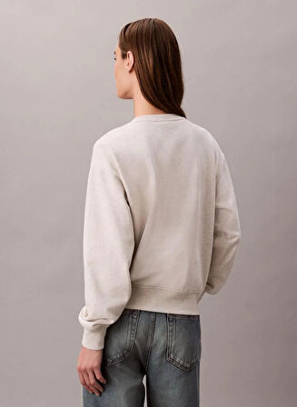 Calvin Klein Monologo Uzun Kollu Rahat Kesim Penye Bisiklet Yaka Kadın Gri Sweatshirt LV047B234G-P4P