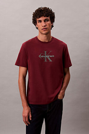 Erkek Regular Fit Grafik Monogram Baskılı T-Shirt - Bordo | L