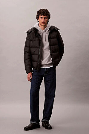 Calvin Klein Jeans Uzun Kollu Çıkarılabilir Kapüşonlu Şişme Erkek Mont LV04RC518G-UB1