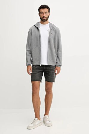 Erkek Regular Fit Fermuarlı Terry Kapüşonlu Sweatshirt - Gri | XS