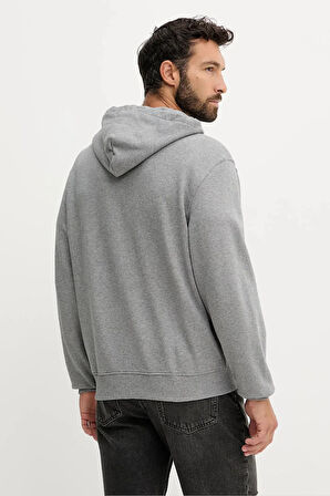 Erkek Regular Fit Fermuarlı Terry Kapüşonlu Sweatshirt - Gri | XL