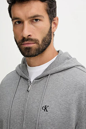 Erkek Regular Fit Fermuarlı Terry Kapüşonlu Sweatshirt - Gri | XL
