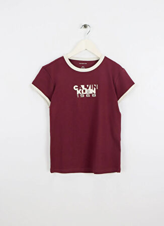 Calvin Klein Jeans Yuvarlak Yaka Baskılı Kırmızı Kadın T-Shirt LV047D208GGEX
