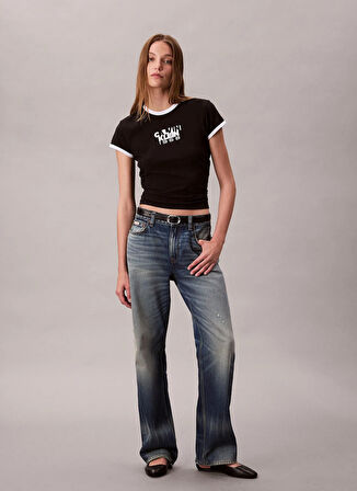 Calvin Klein Jeans Yuvarlak Yaka Baskılı Siyah Kadın T-Shirt LV047D208GUB1