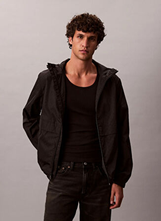 Calvin Klein Jeans Classic Fit Siyah Erkek Ceket LV04RD510GUB1 LS AOP NYLON FLANGE W