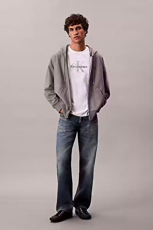 Erkek Regular Fit Fermuarlı Kapüşonlu Sweatshirt - Gri | L