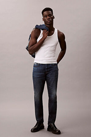 Erkek Slim Tapered Fit Termal Kumaşlı Jean Pantolon - Koyu Mavi | 31/30