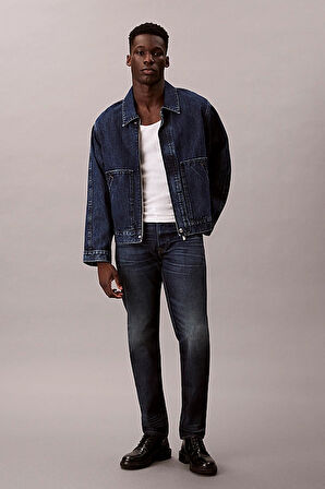 Erkek Slim Tapered Fit Termal Kumaşlı Jean Pantolon - Koyu Mavi | 33/32