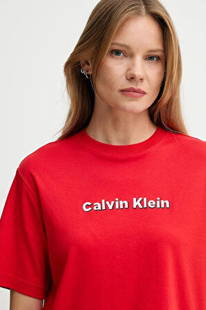 Calvin Klein Jeans Kısa Kollu 2 Renkli 3D Nakışlı Logolu Kadın T-shirt LV047D205G-VTW