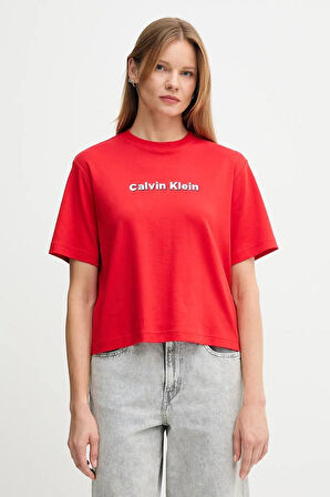 Calvin Klein Jeans Kısa Kollu 2 Renkli 3D Nakışlı Logolu Kadın T-shirt LV047D205G-VTW